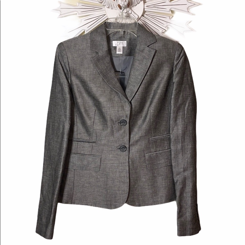 NWT Loft Heather Gray Two-Buttons Blazer Jacket 4